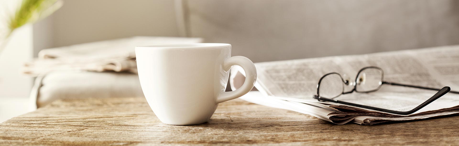 Coffee and glasses on table